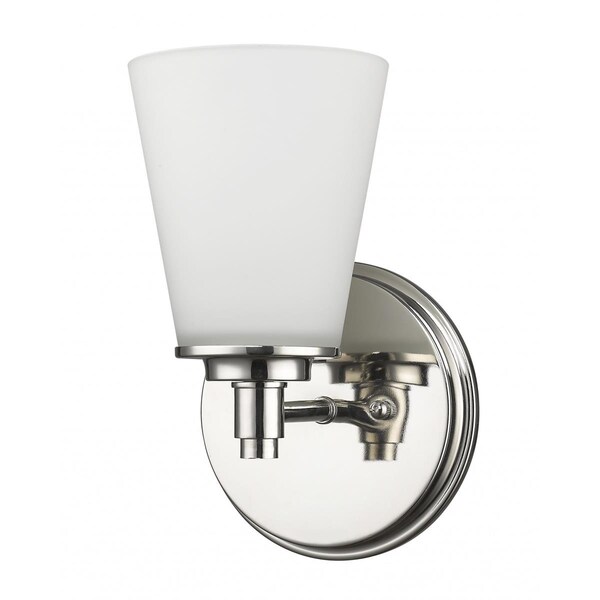 Estallar 10 x 6.25 x 6.5 in. Conti 1-Light Polished Nickel Sconce with Etched Glass Shade ES3101958 - main